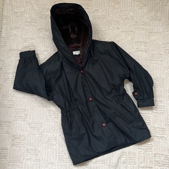 Talbots coat jacket with hood in black Size 8P - Picture 6 of 16